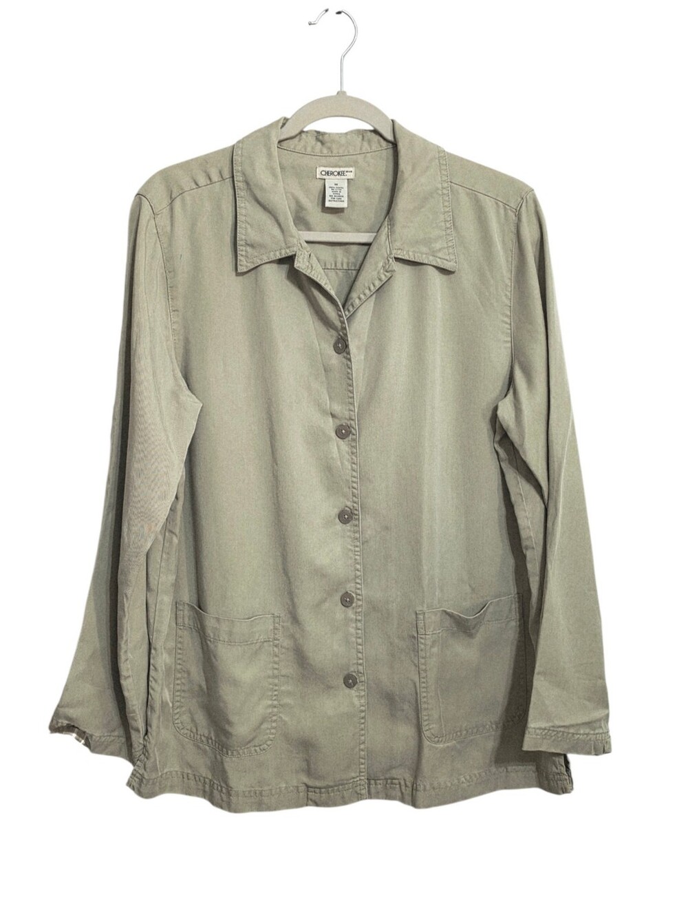 Vintage Cherokee Sage Green Shacket Top M Earthy Granola Indie Chore